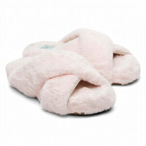 TOMS Susie Eva Furry Slippers Shoes Pink Faux Fur House Bedroom NIB NWT